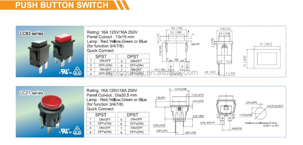 ul、 vde16aをプッシュボタンスイッチ仕入れ・メーカー・工場