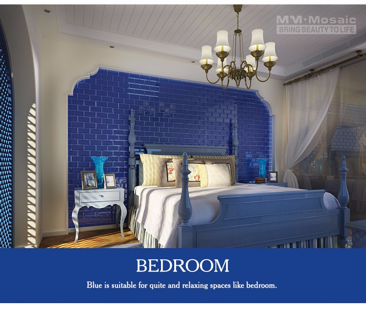 Mm mozaïek afgeschuinde glas metro tegel blauw voor douche keuken ...