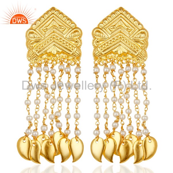 Whole South Indian Designer Chandelier Earrings Pearl Gemstone