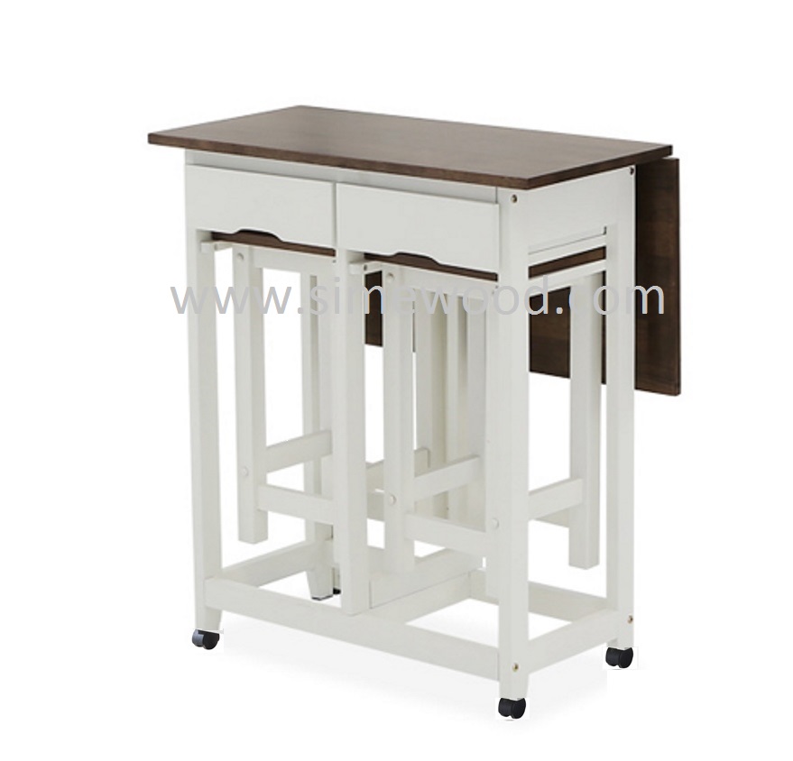 Solidwood Breakfast Table Set,Coffee Table With Stools,Folding Table