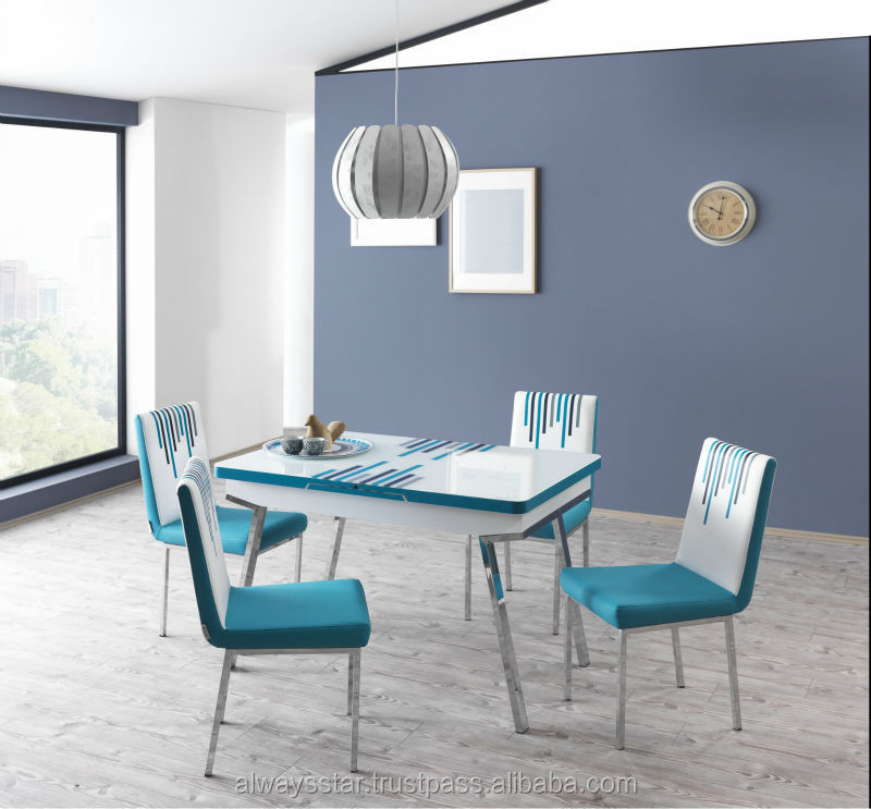 Turquesa extensible mesa de comedor de madera moderna con estilo ...