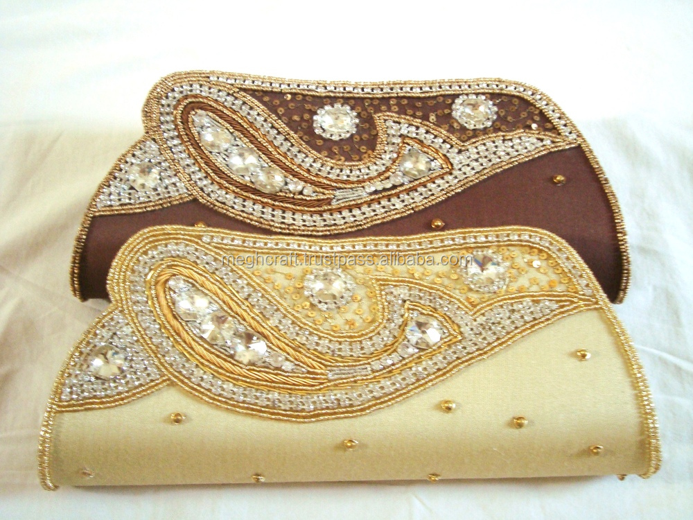 Wholesale Indian Ethnic Beaded Clutch Purse-bridal Hand Purse-heavy Stone Work Hand Clutch Bags ...