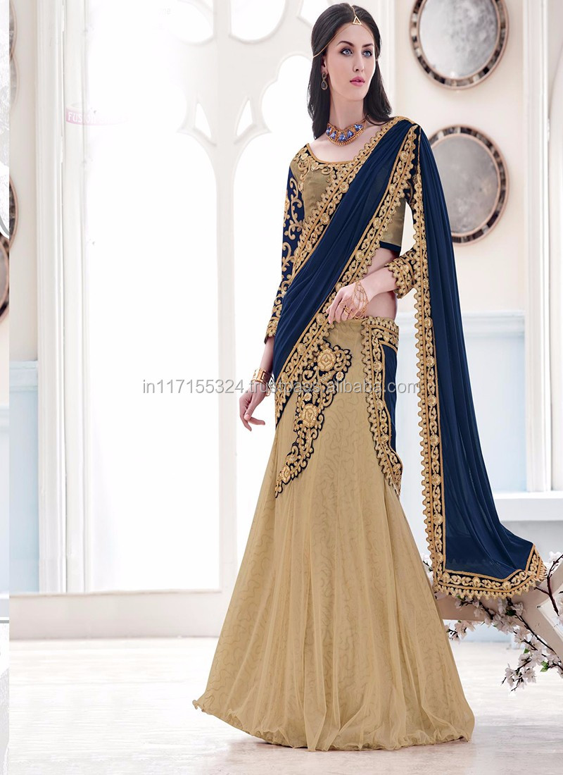 Bridal Wedding Net Lehenga Sarees Latest Pattern Hand Work