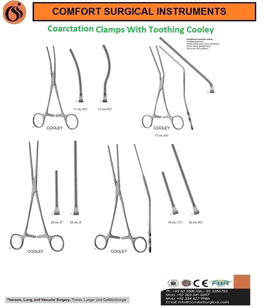 coarctation,paraboloid cooley coarctation clamps with toothing cooley &