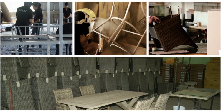ベトナム屋外籐家具の一時的な籐ガーデンダイニングセット-パサデナグレー仕入れ・メーカー・工場