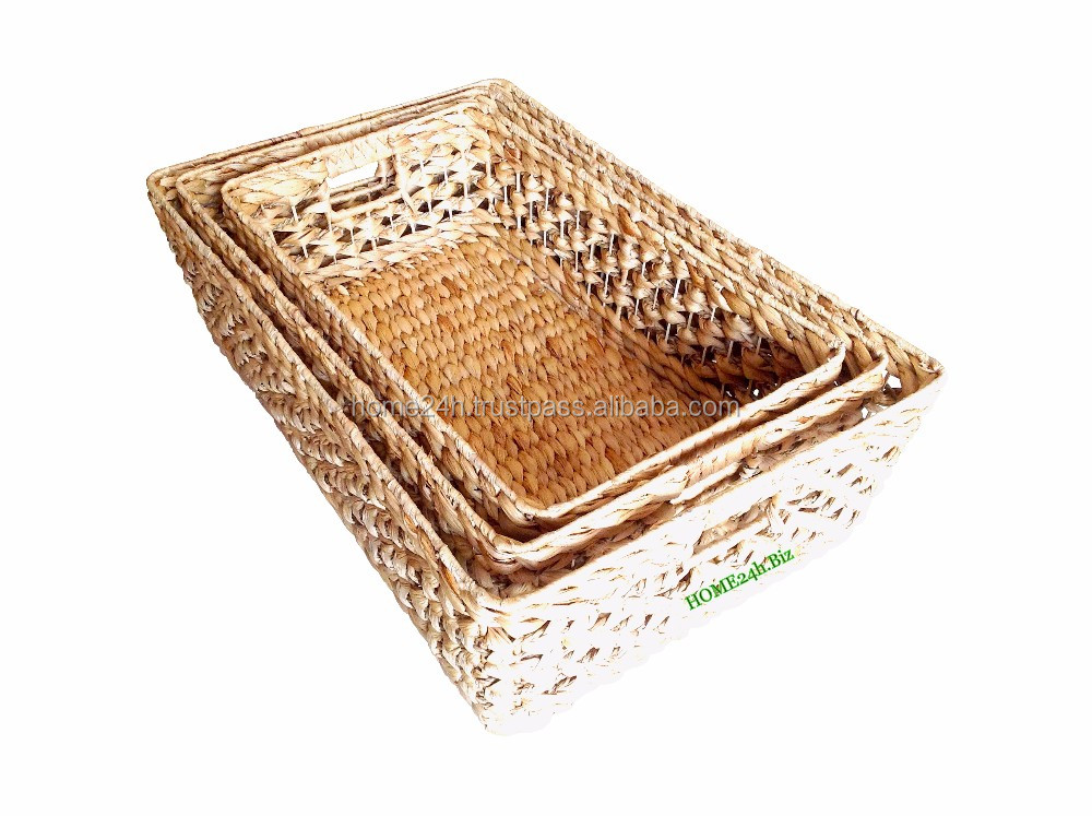 natural baskets and hampers serving as office organizers