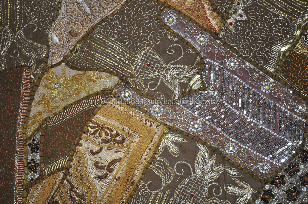 インドの伝統的に手作り刺繍の仕事khambadiaスパンコールの仕事のパッチワークのコットン壁のタペストリーを掛ける問屋・仕入れ・卸・卸売り