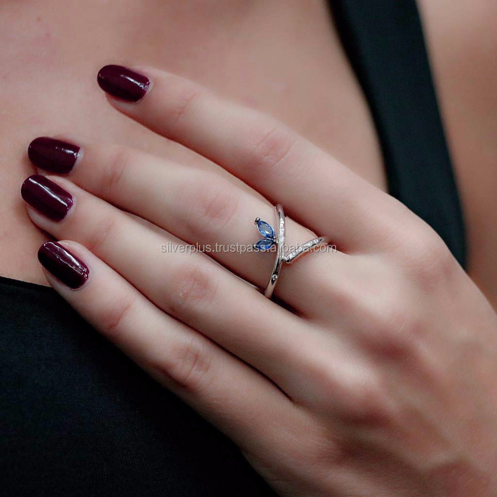 natural blue sapphire 14k solid white gold engagement wedding
