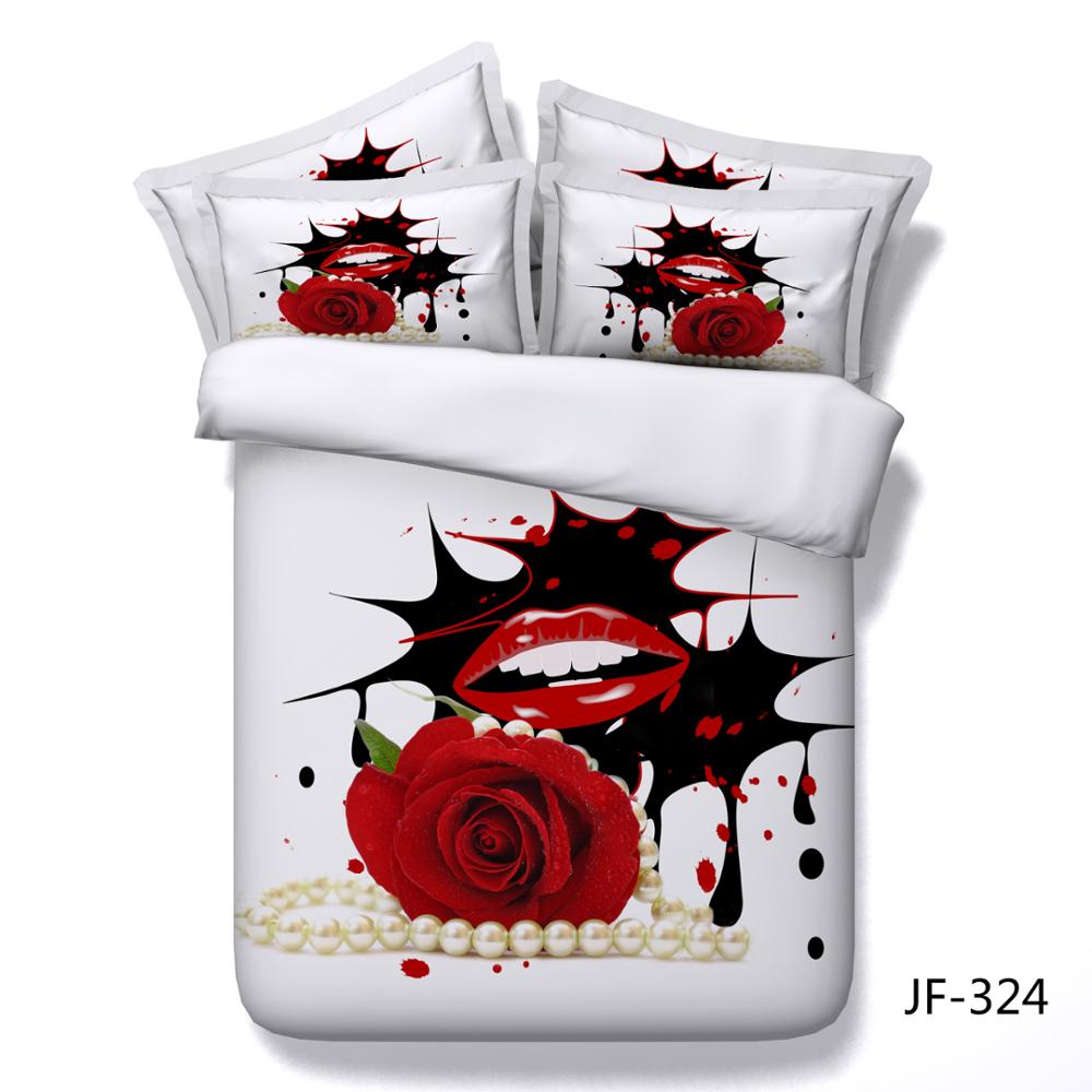 Red Rose And White Pearls Fun 3d Bed Set Buy Red Rose