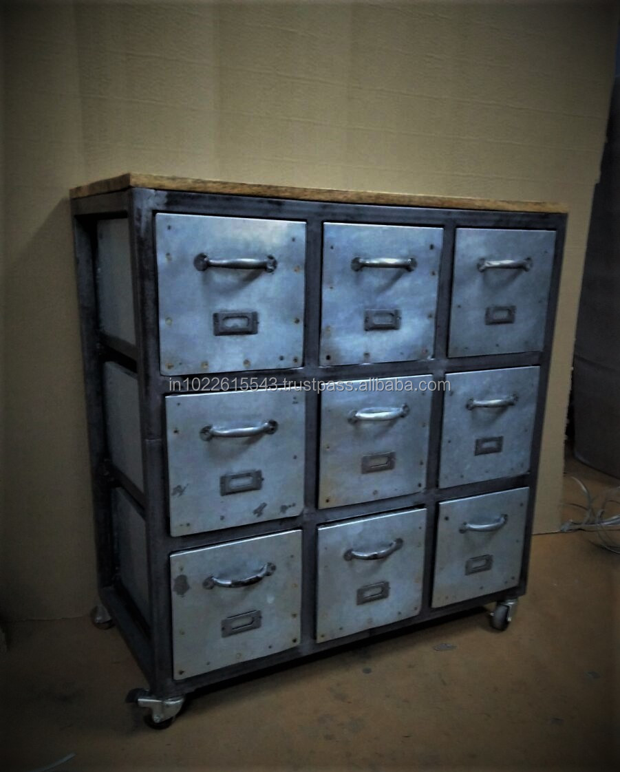 Industrial Metal Chest Of 9 Huge Drawer Buy Antique Metal Chest